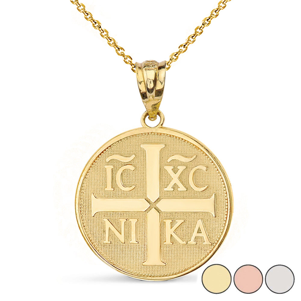 Christian Symbol "ΙϹ ΧϹ ΝΙΚΑ" Jesus Christ Conquers Pendant Necklace in Solid Gold