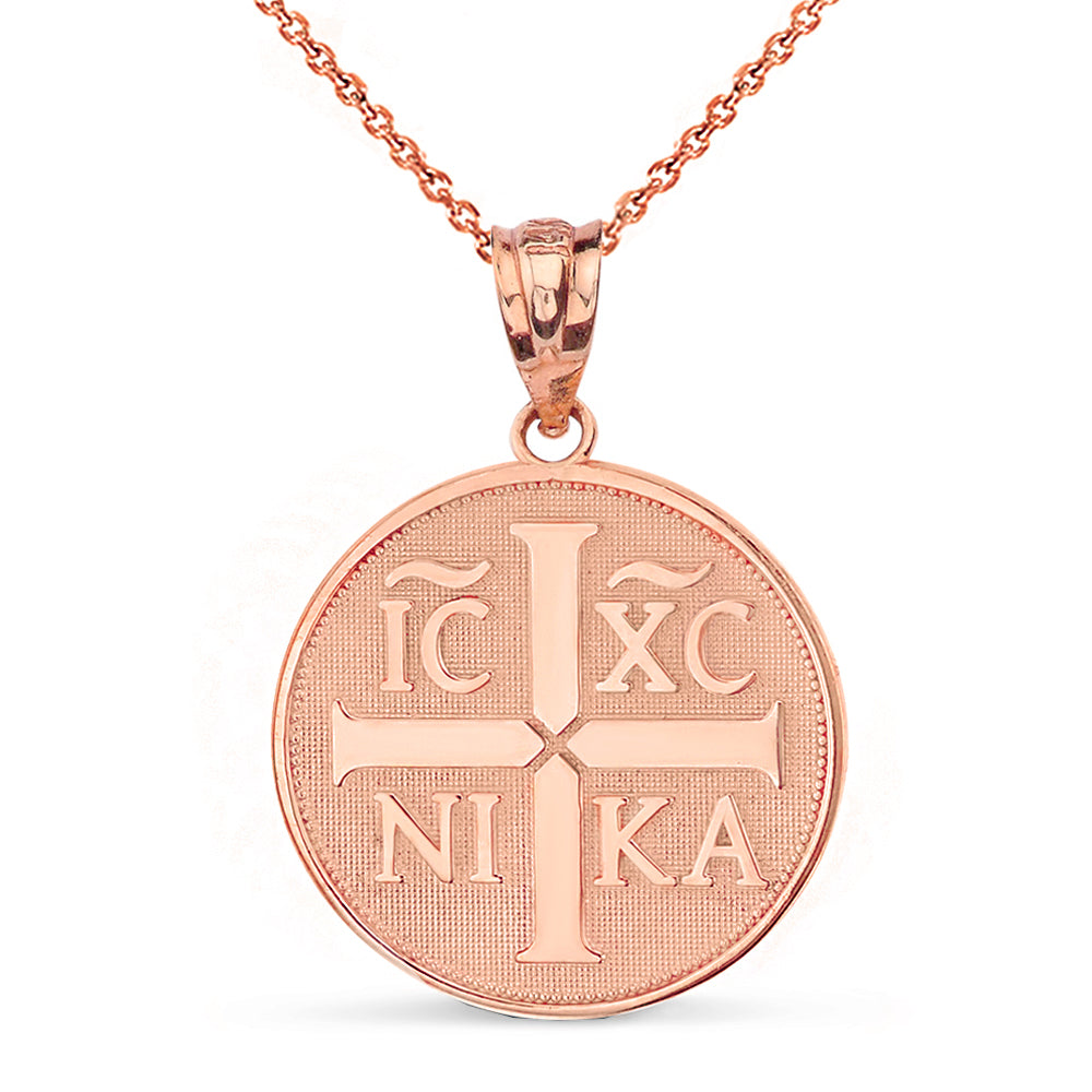 Christian Symbol "ΙϹ ΧϹ ΝΙΚΑ" Jesus Christ Conquers Pendant Necklace in Solid Gold, view 4