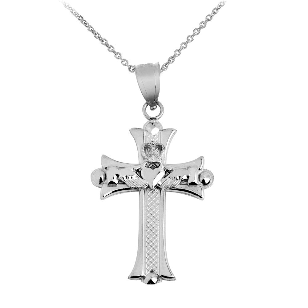 Claddagh Cross Two-Tone Gold Pendant Necklace, view 3