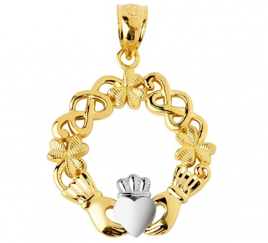 Claddagh Two-Tone Gold Pendant