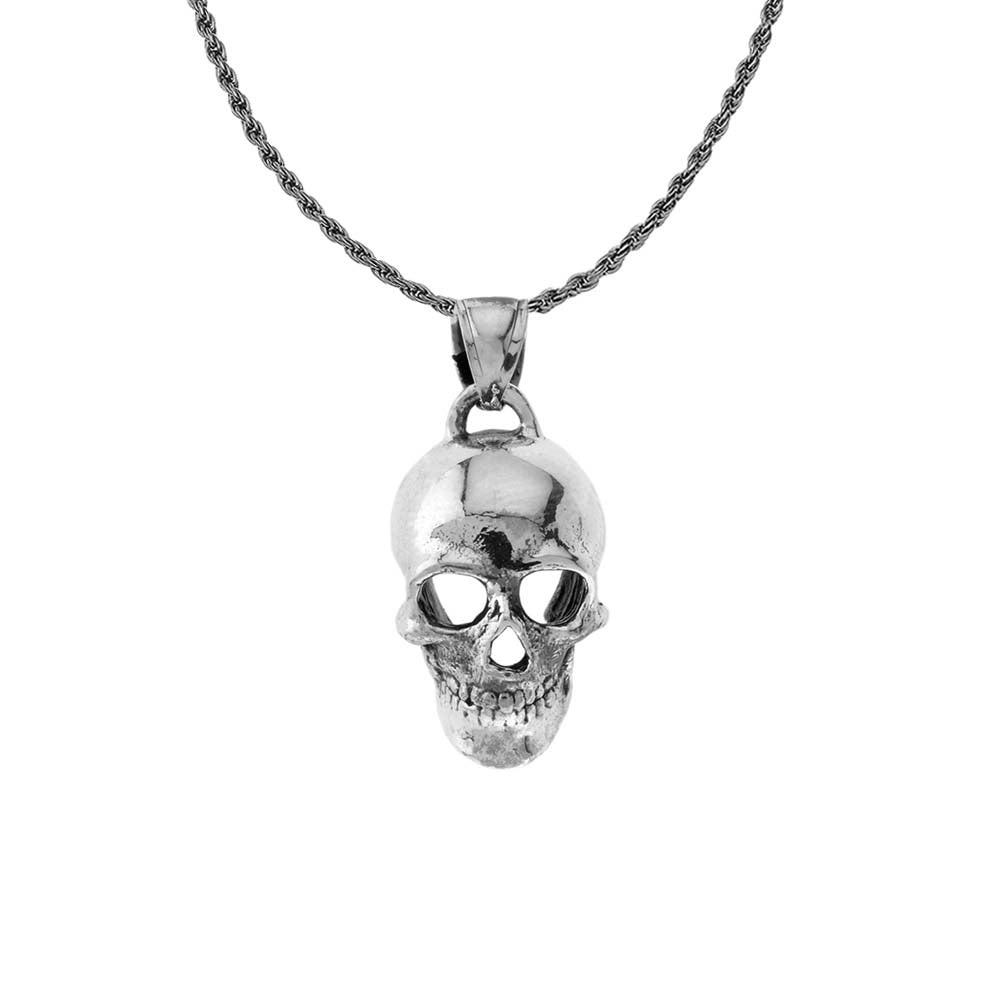 Classic Skull Pendant Necklace in Sterling Silver