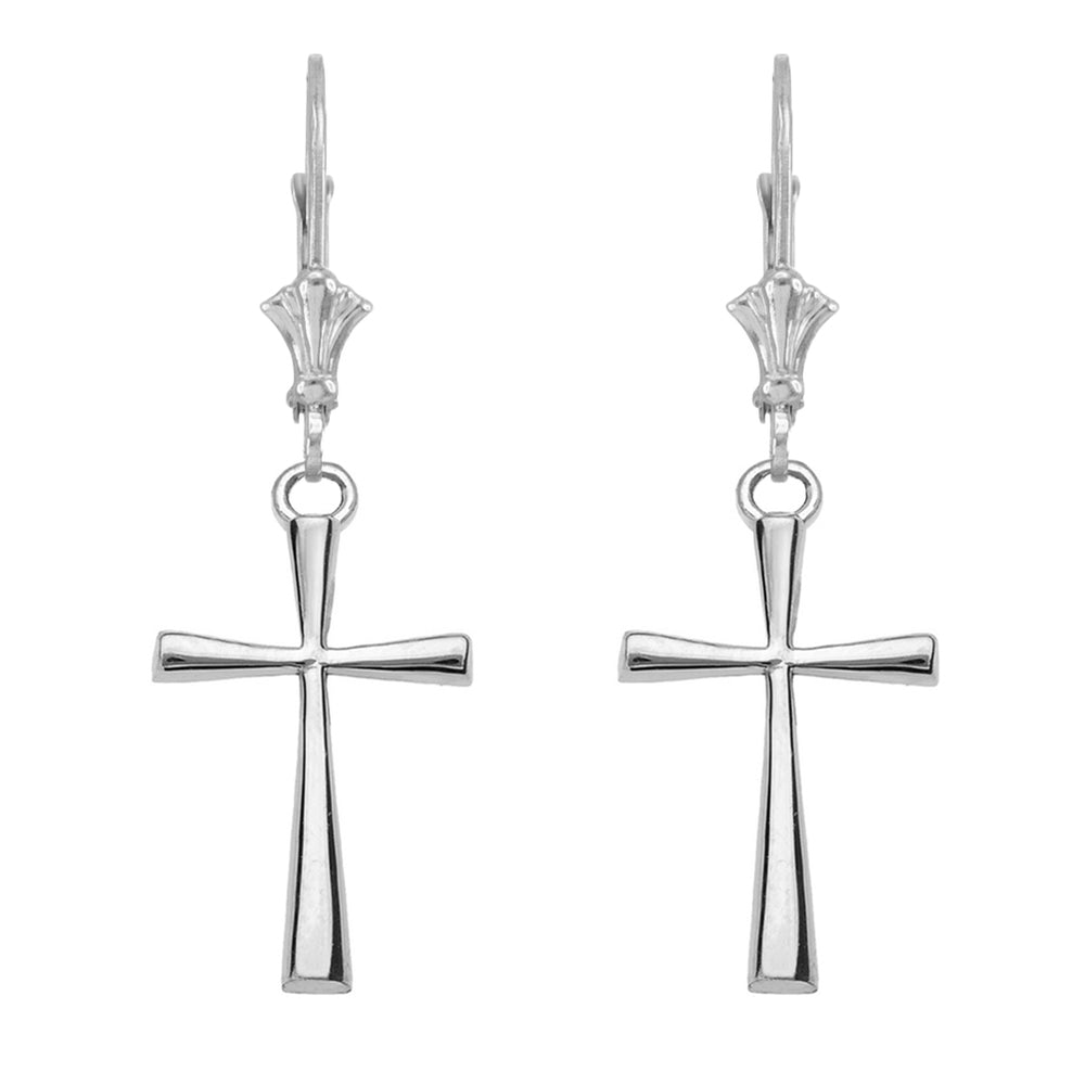 Cross Leverback Earring In Sterling Silver