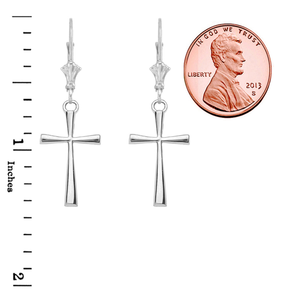 Cross Leverback Earring In Sterling Silver, view 2