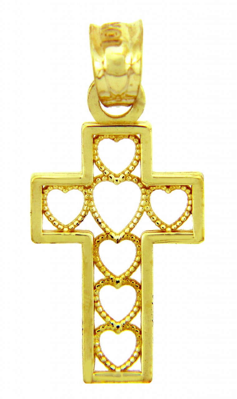 Cross of Hearts Gold Pendant