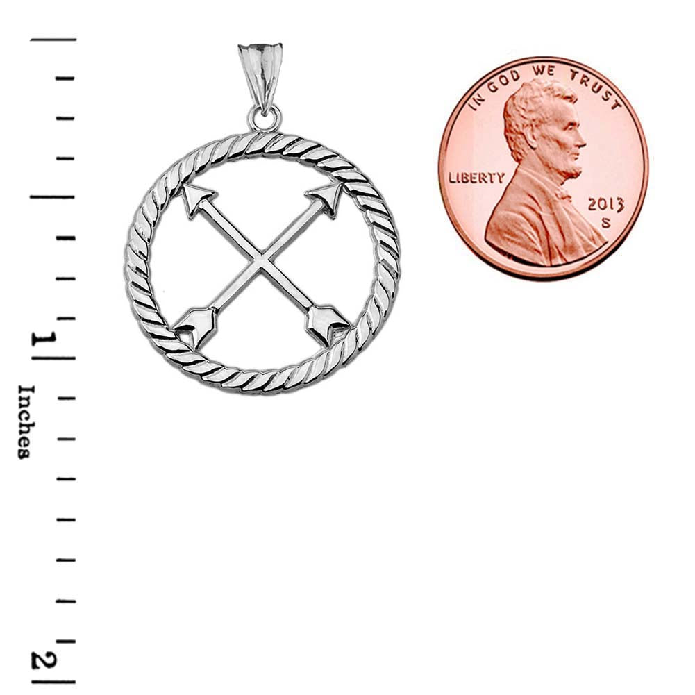 Crossed Arrows Friendship Symbol in Rope Pendant Necklace in Sterling Silver, view 3