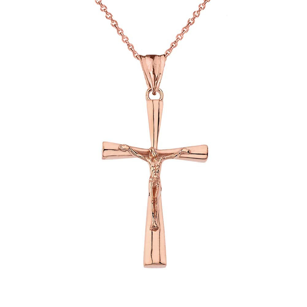 Crucifix Cross Pendant Necklace In Gold (Yellow/Rose/White) (Medium), view 4