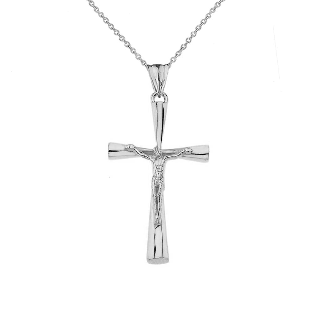 Crucifix Cross Pendant Necklace In Sterling Silver (Small)