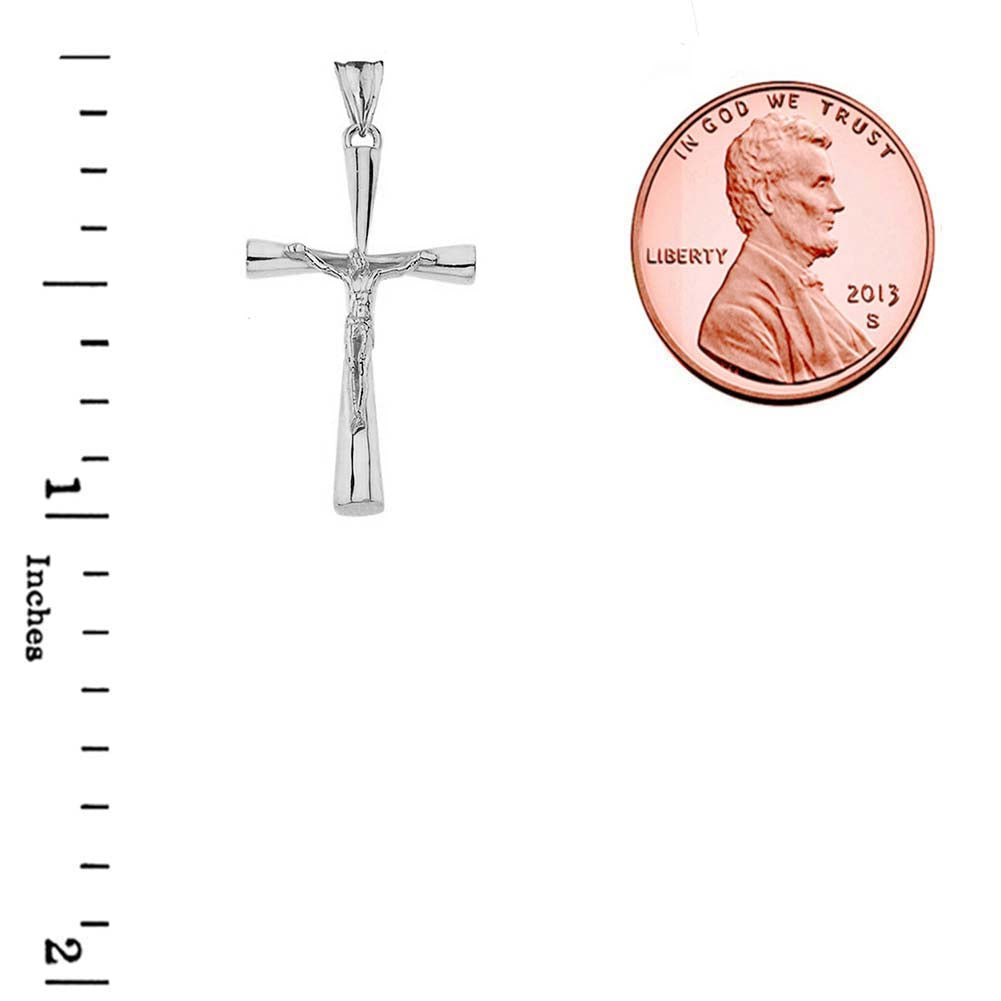 Crucifix Cross Pendant Necklace In Sterling Silver (Small), view 3