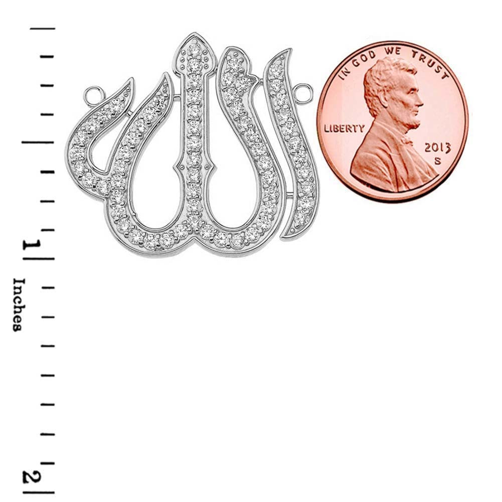 Cubic Zirconia Allah Necklace in 14K Gold, view 9