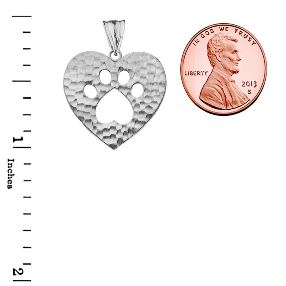 Cut-Out Paw Print in Heart Pendant Necklace in Sterling Silver, view 3