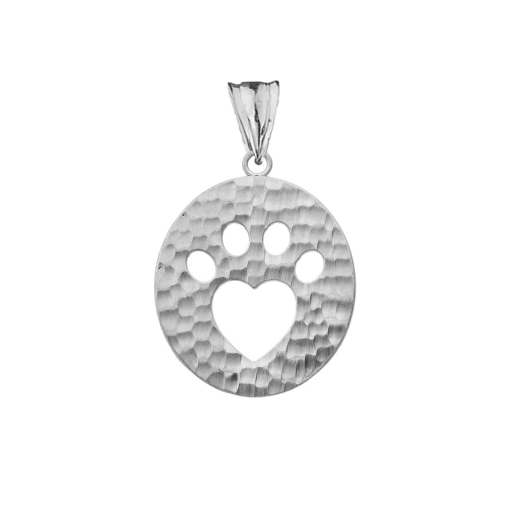 Cut-Out Paw Print Pendant Necklace in Sterling Silver, view 2