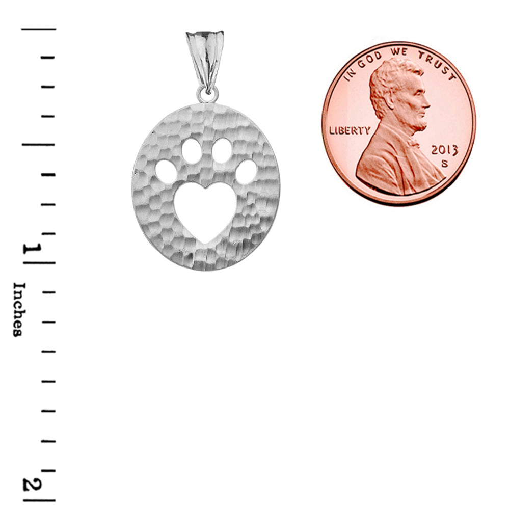 Cut-Out Paw Print Pendant Necklace in Sterling Silver, view 3