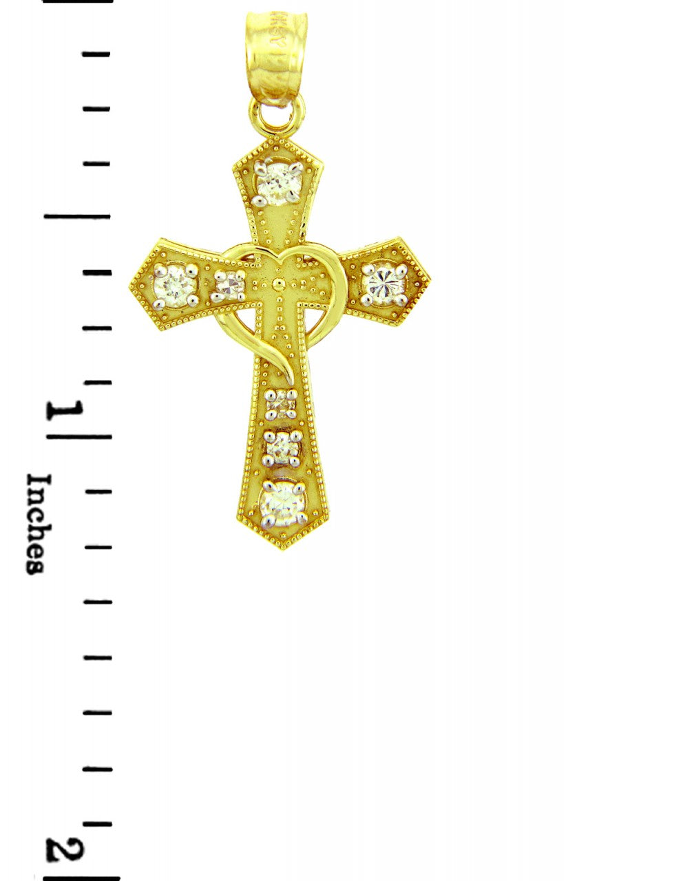 CZ Cross Gold Pendant Necklace, view 2