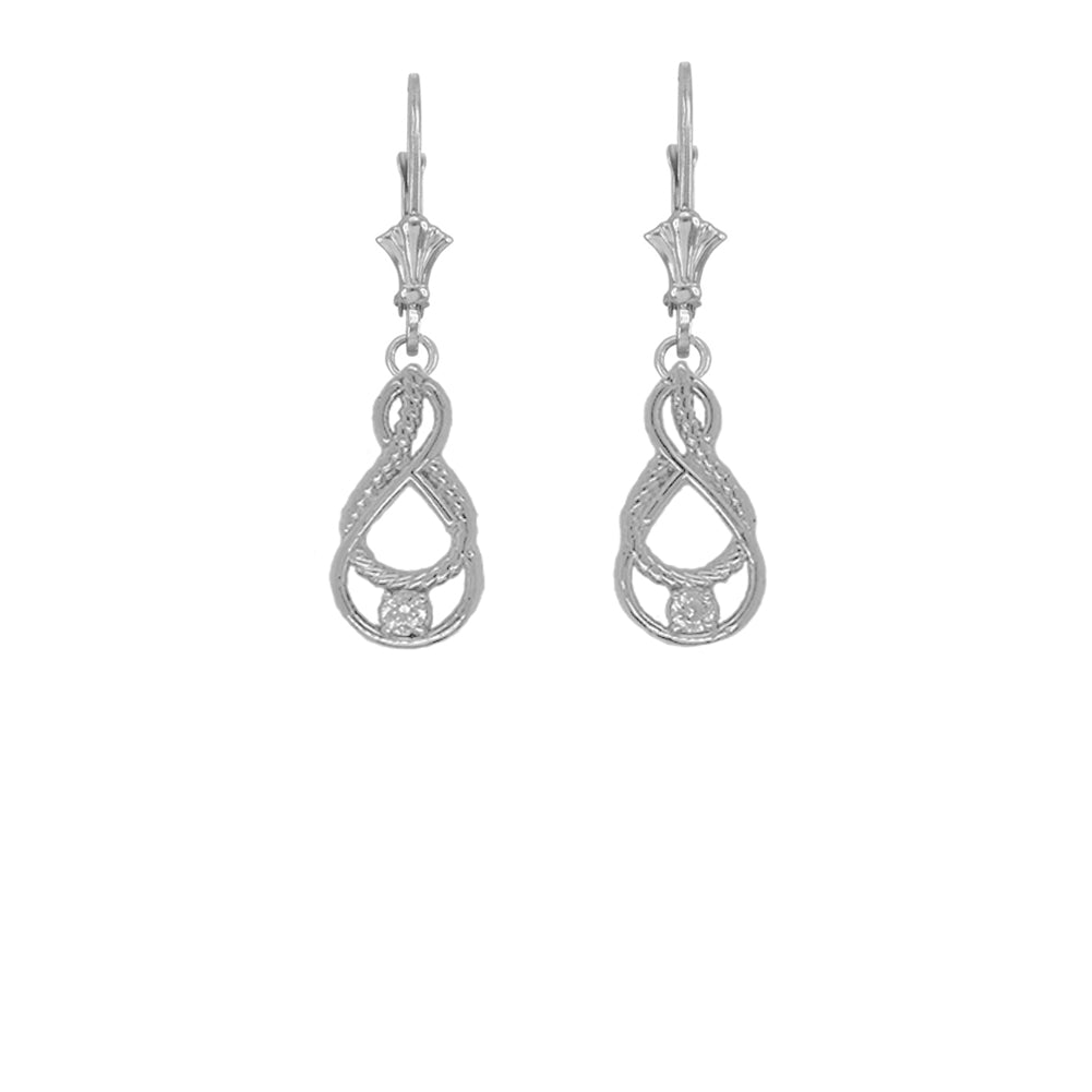 Dainty Diamond Double Infinity Knot Earrings in Sterling Silver