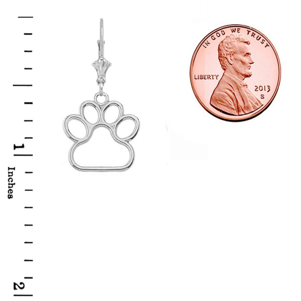 Dainty Dog Paw Print LeverBack Earring In Sterling Silver (Medium), view 2