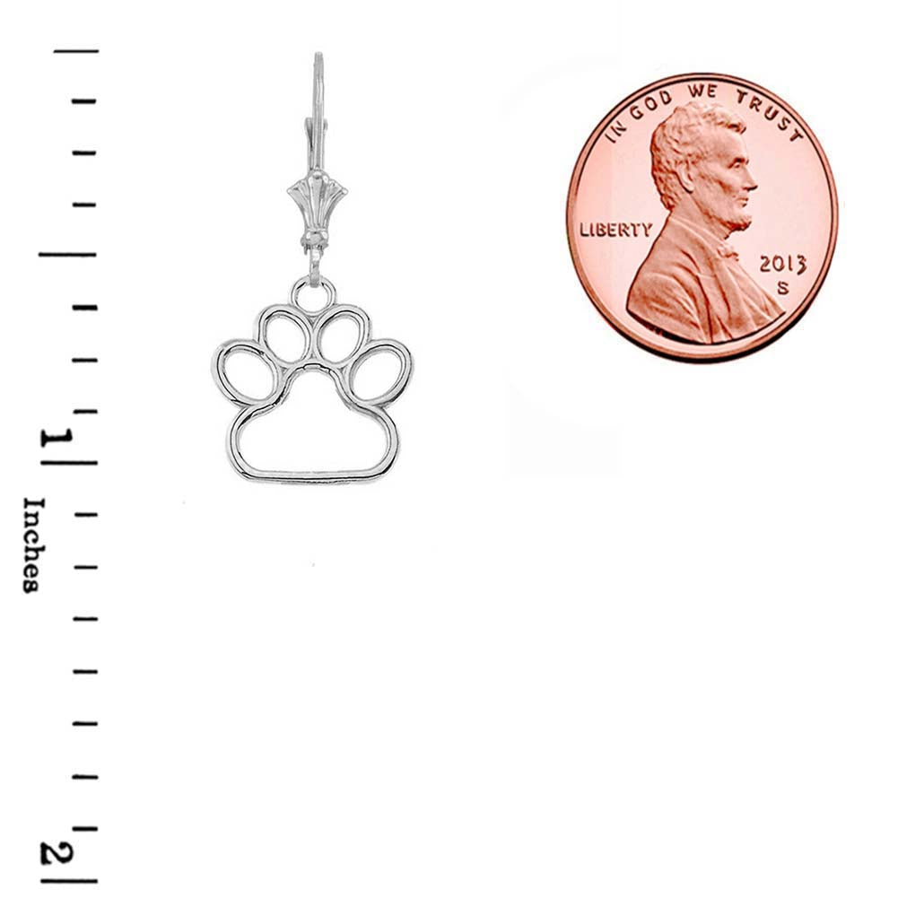 Dainty Dog Paw Print LeverBack Earring In Sterling Silver (Small), view 2