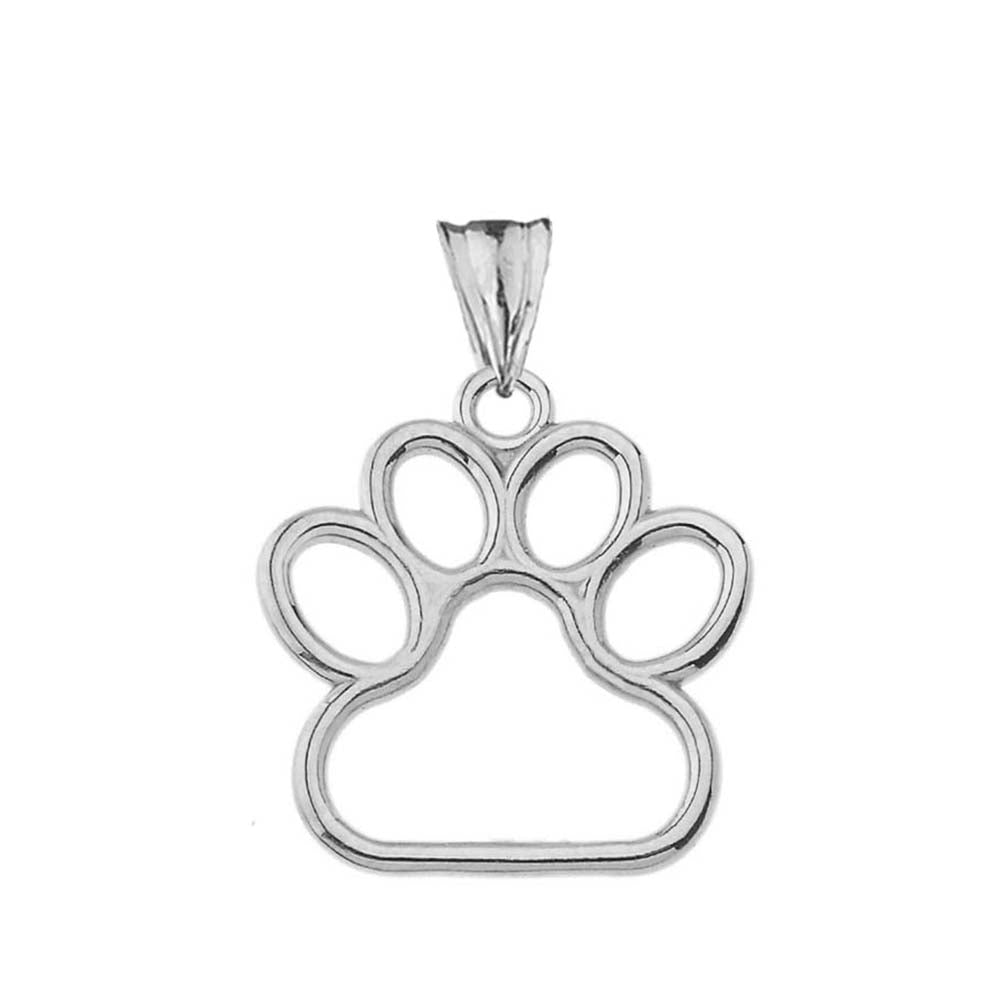 Dainty Dog Paw Print Pendant Necklace In Sterling Silver (0.80''), view 2