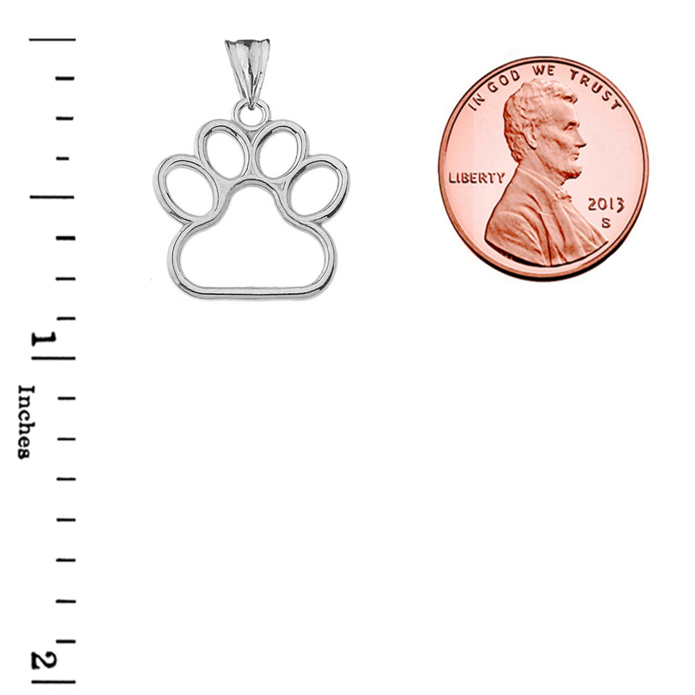 Dainty Dog Paw Print Pendant Necklace In Sterling Silver (0.80''), view 3