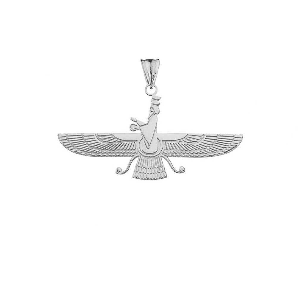 Dainty Faravahar Pendant Necklace in Sterling Silver, view 2