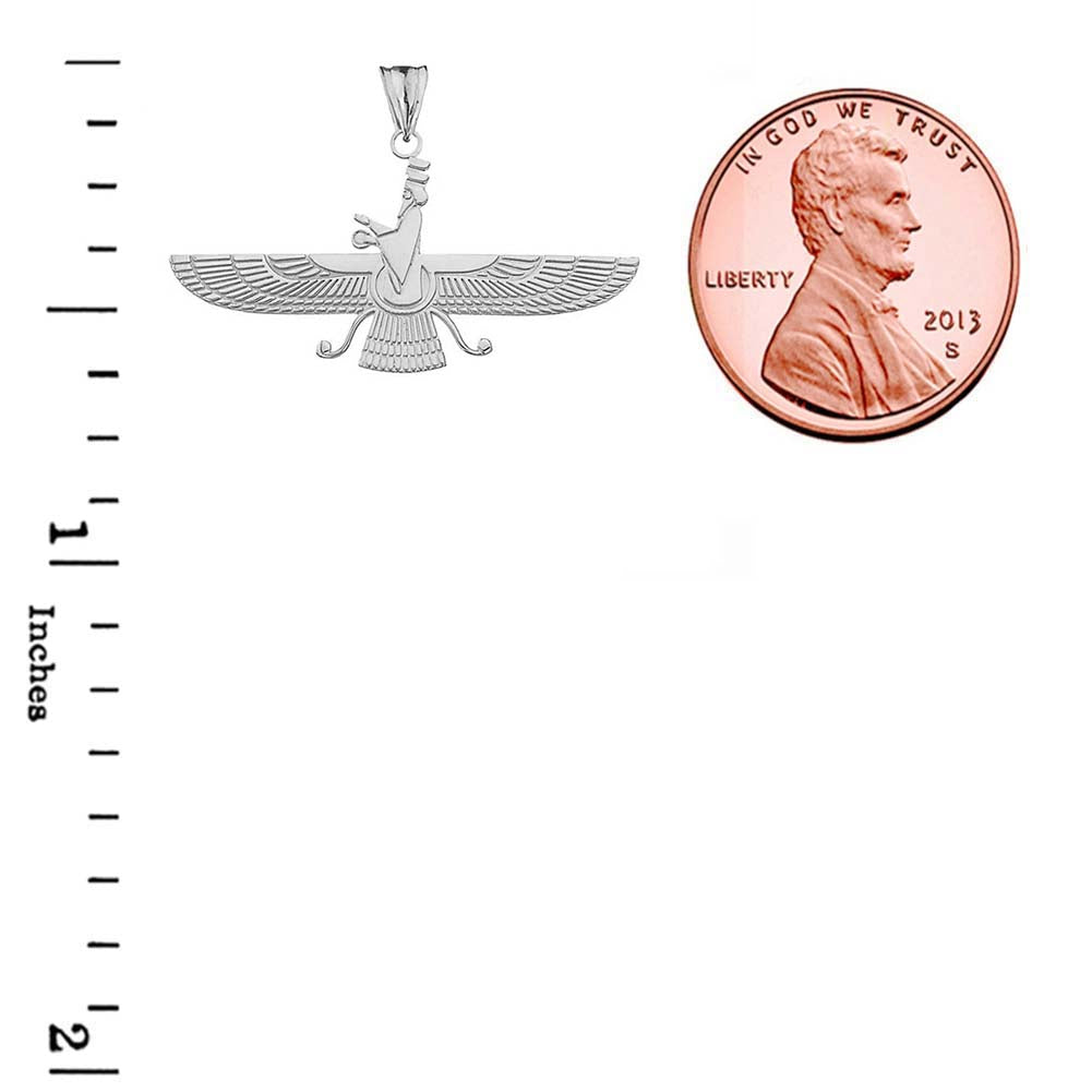 Dainty Faravahar Pendant Necklace in Sterling Silver, view 3