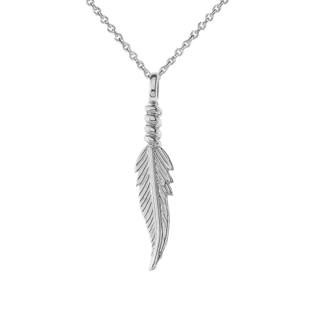 Dainty Feather Pendant Necklace in Sterling Silver