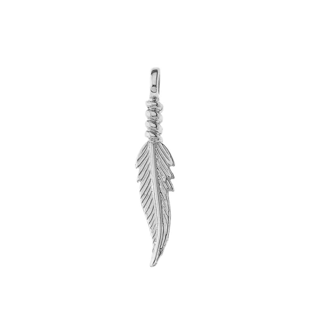 Dainty Feather Pendant Necklace in Sterling Silver, view 2