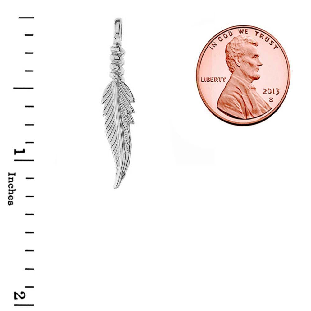 Dainty Feather Pendant Necklace in Sterling Silver, view 3