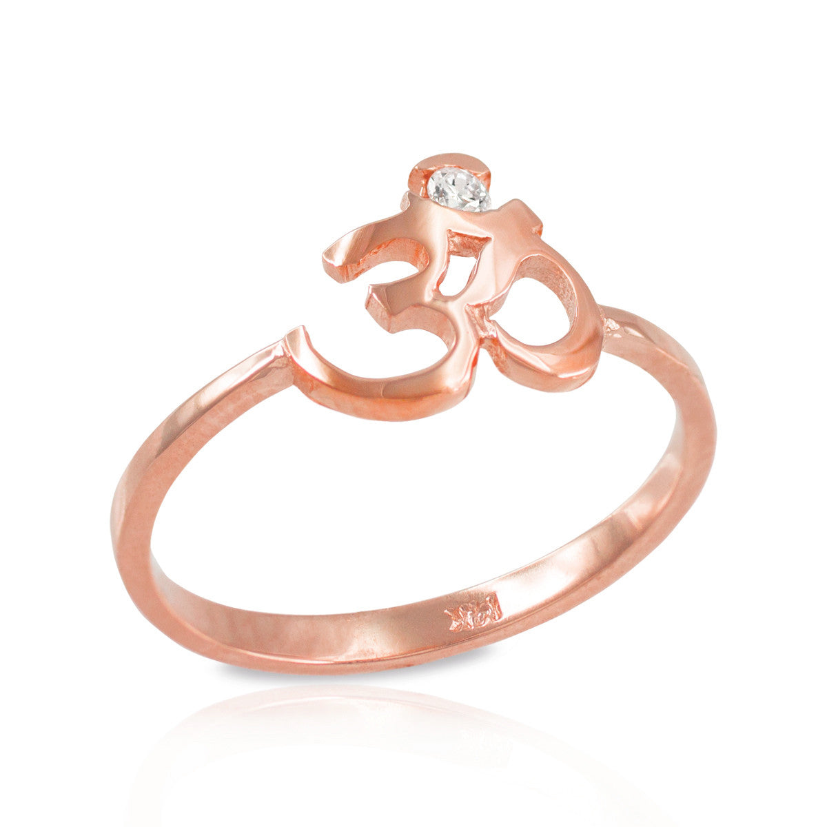 Dainty Gold Om (aum) Diamond Ring, view 3