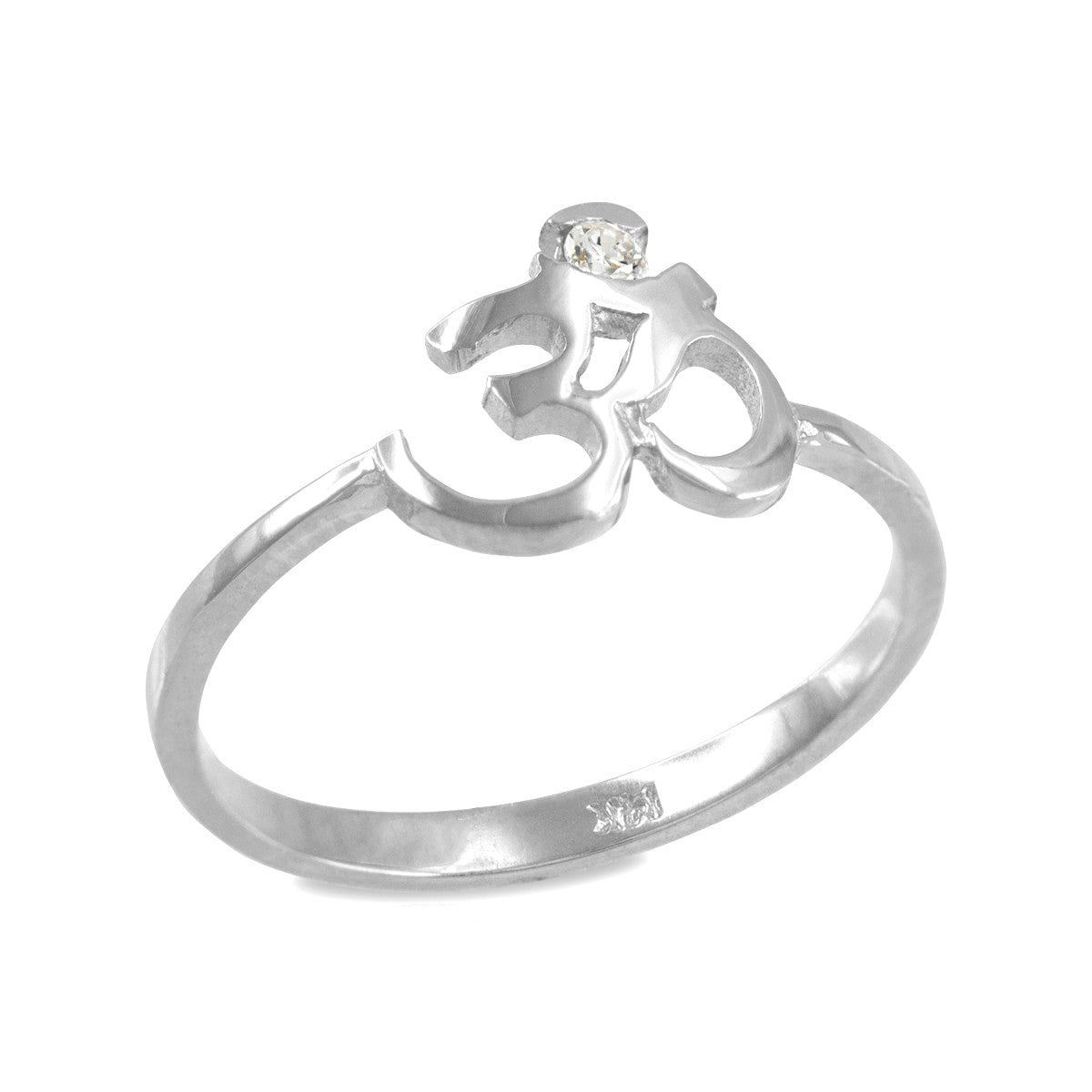 Dainty Gold Om (aum) Diamond Ring, view 4