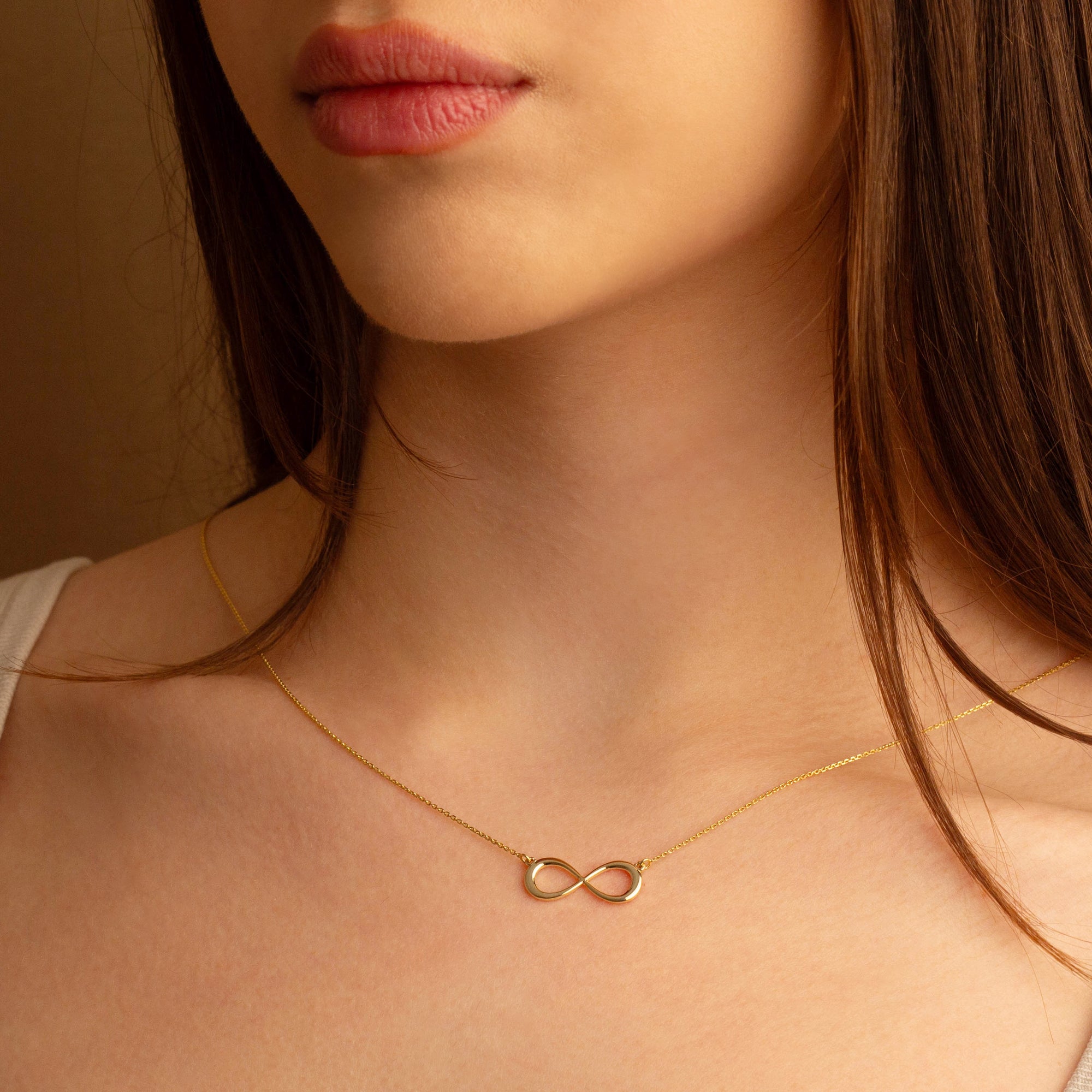 Dainty Infinity Necklace in 14K Gold, view 2