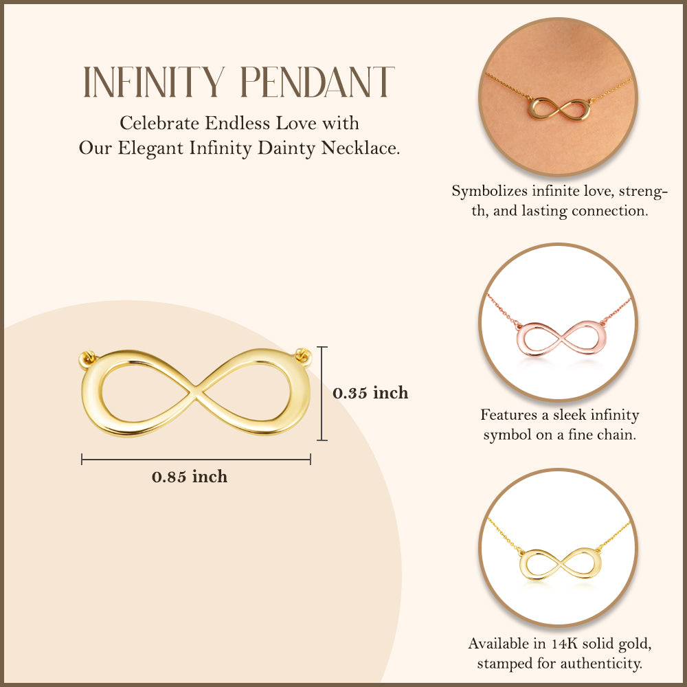 Dainty Infinity Necklace in 14K Gold, view 3