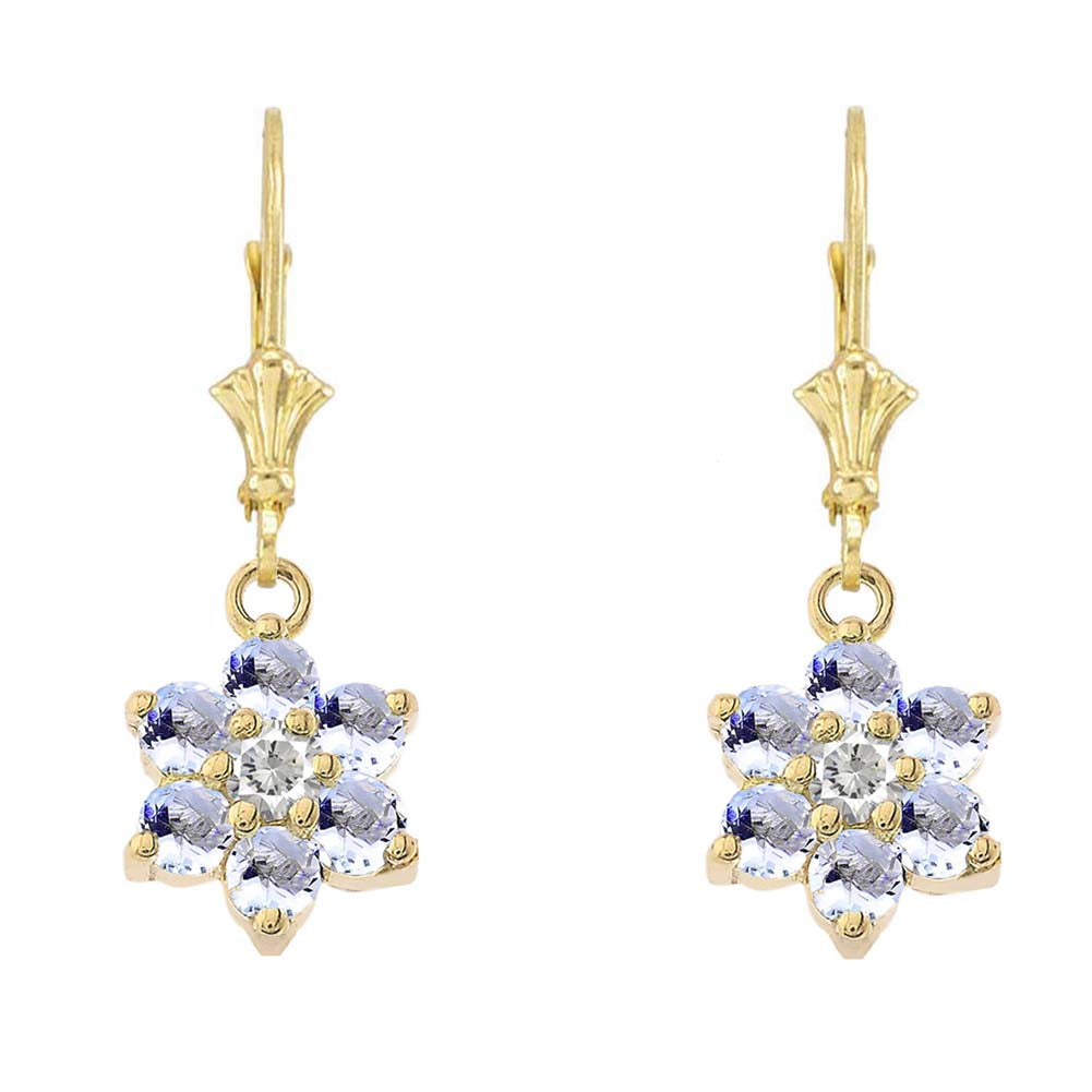 Dainty Milgrain Flower Personalized Birthstone Earring In 10K Gold, view 3