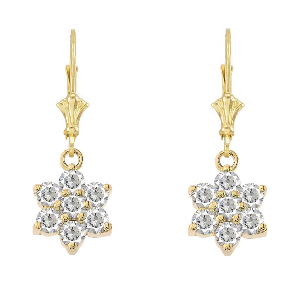 Dainty Milgrain Flower Personalized Birthstone Earring In 10K Gold, view 4
