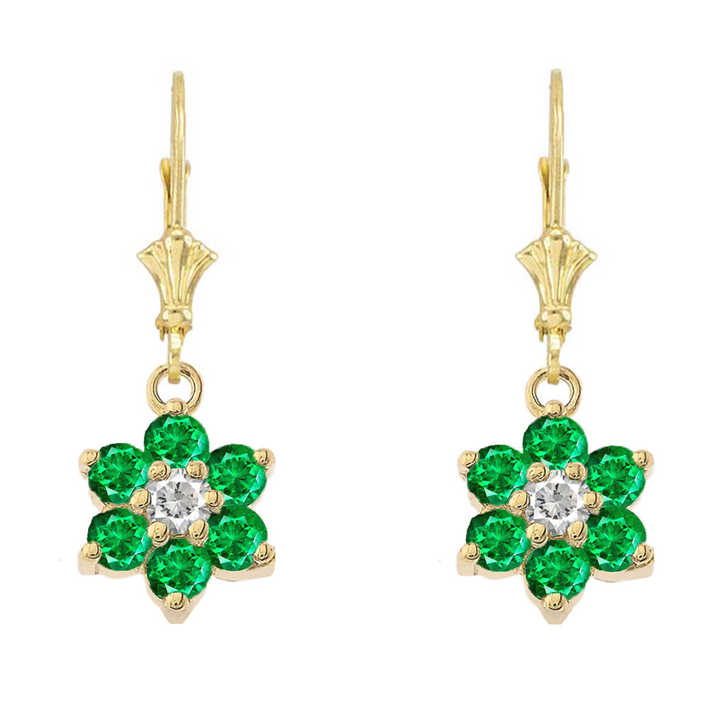 Dainty Milgrain Flower Personalized Birthstone Earring In 10K Gold, view 5