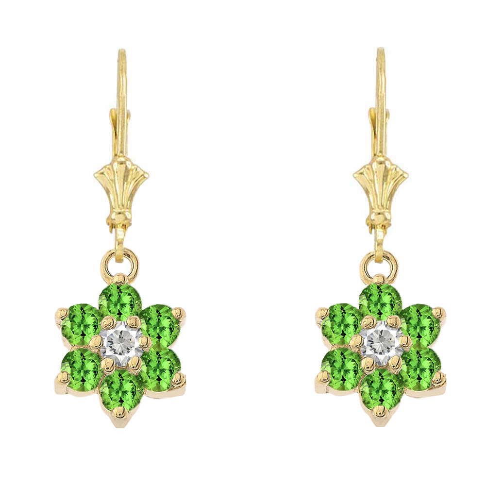 Dainty Milgrain Flower Personalized Birthstone Earring In 10K Gold, view 9