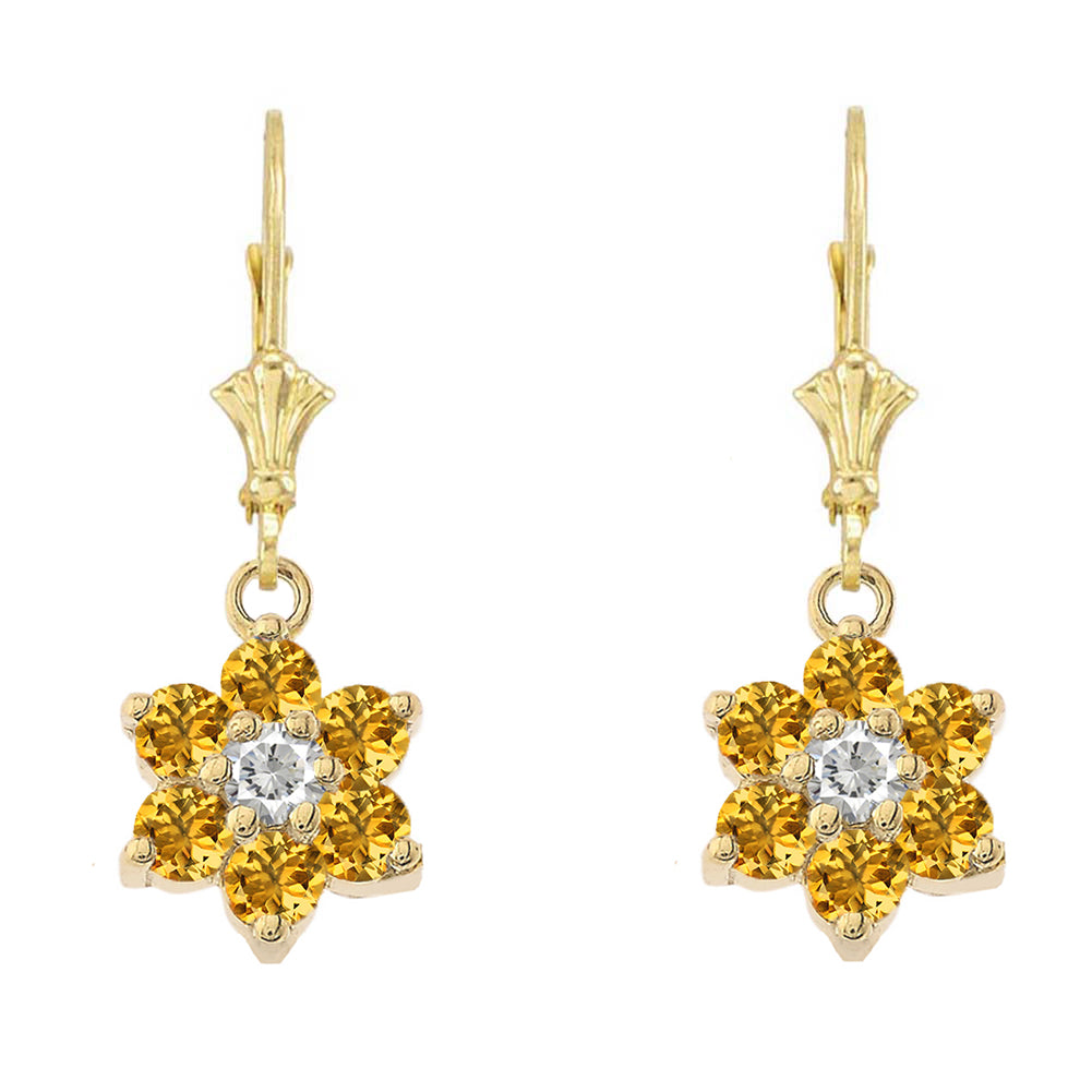 Dainty Milgrain Flower Personalized Birthstone Earring In 10K Gold, view 11