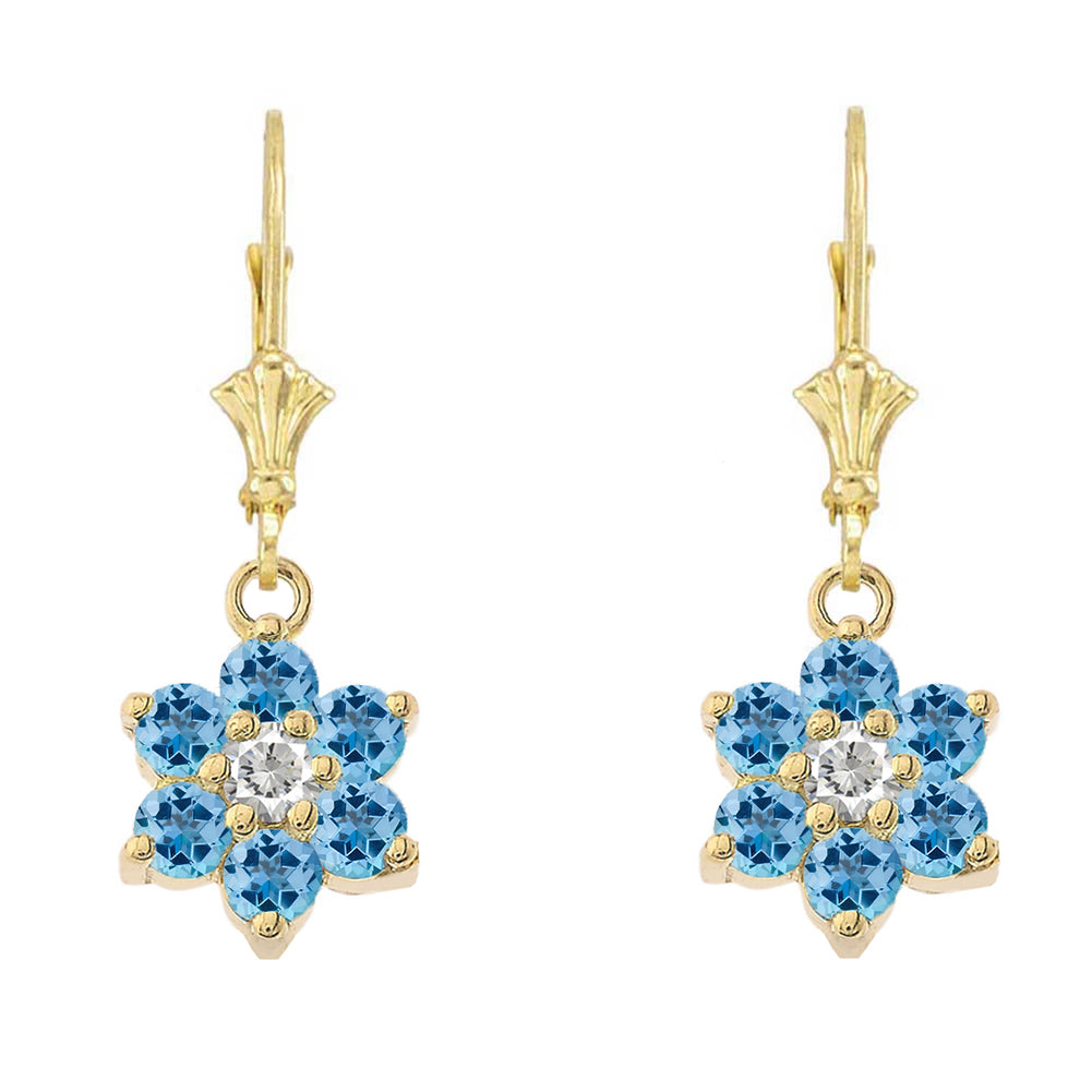 Dainty Milgrain Flower Personalized Birthstone Earring In 10K Gold, view 12