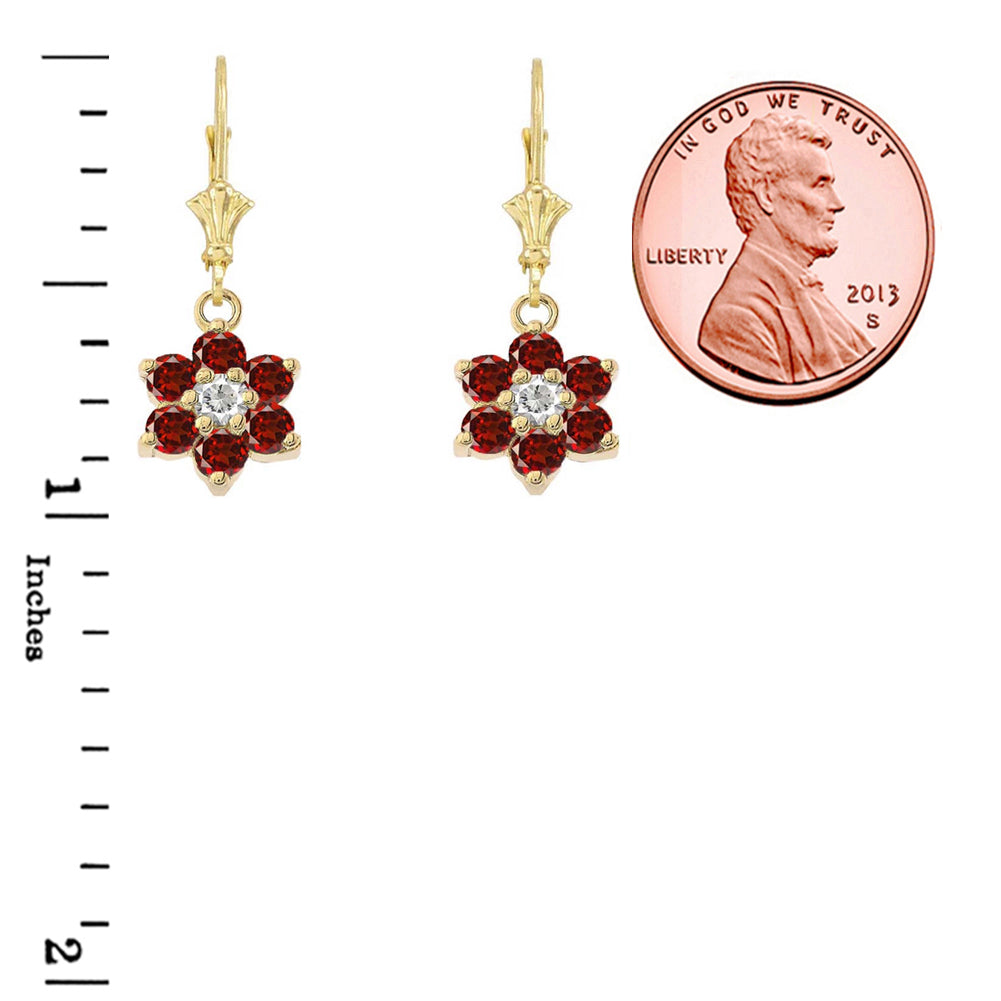 Dainty Milgrain Flower Personalized Birthstone Earring In 10K Gold, view 13