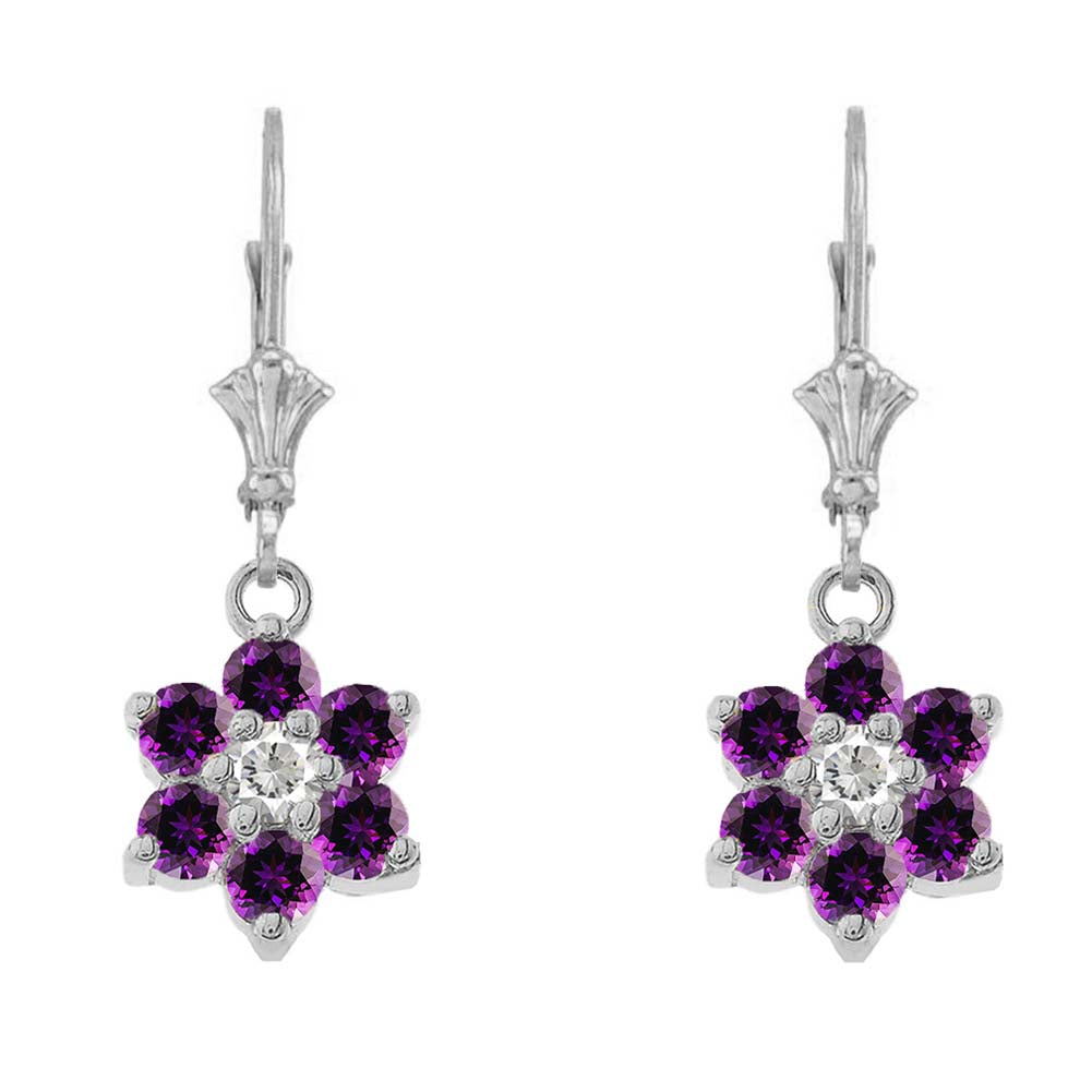 Dainty Milgrain Flower Personalized Birthstone Earring In Sterling Silver, view 2