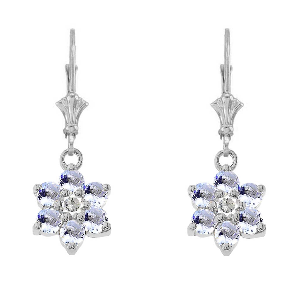 Dainty Milgrain Flower Personalized Birthstone Earring In Sterling Silver, view 3