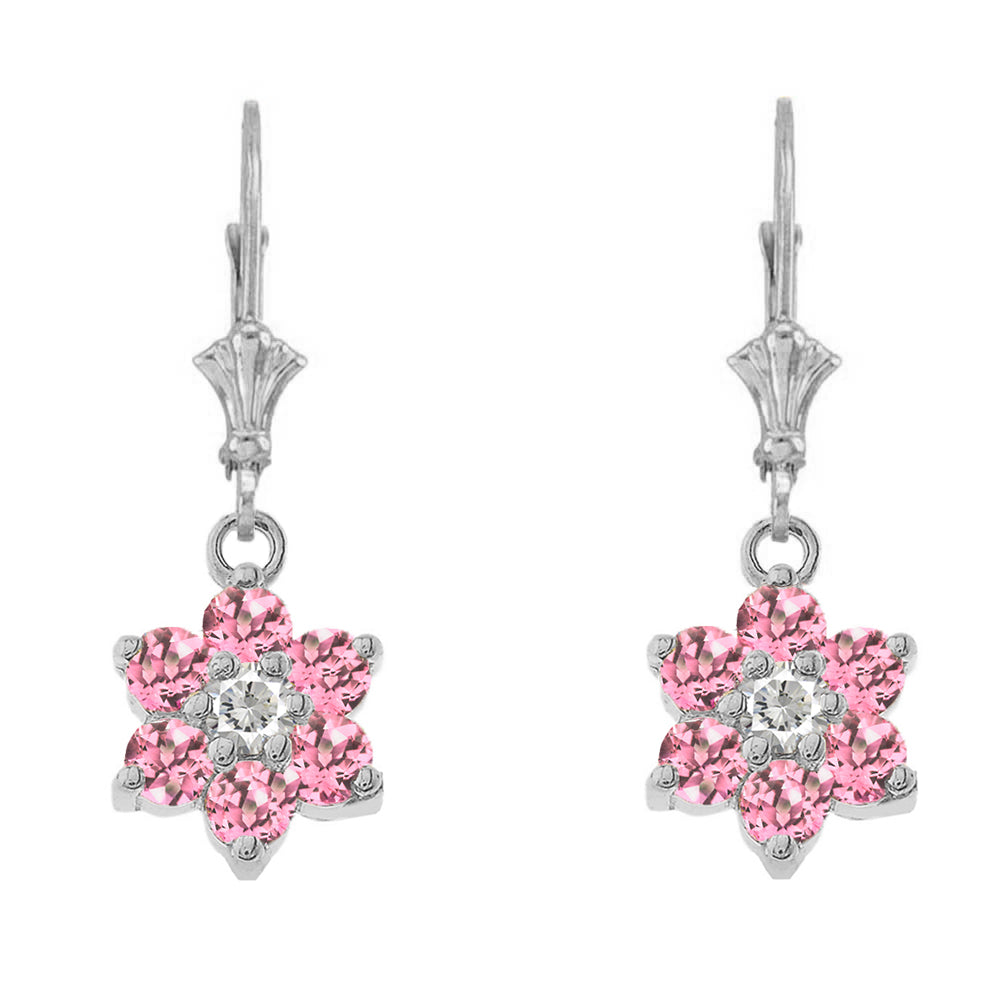 Dainty Milgrain Flower Personalized Birthstone Earring In Sterling Silver, view 10