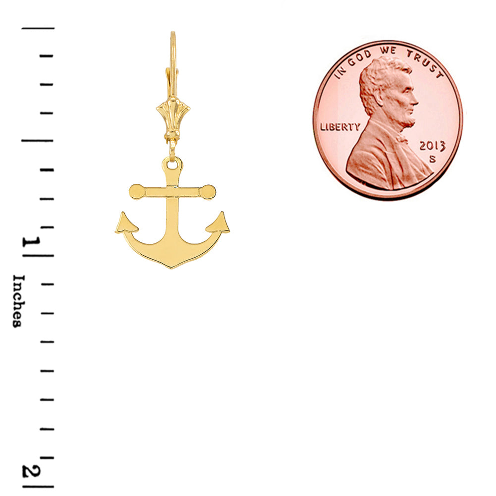 Dainty Sleek Anchor Earrings, view 2