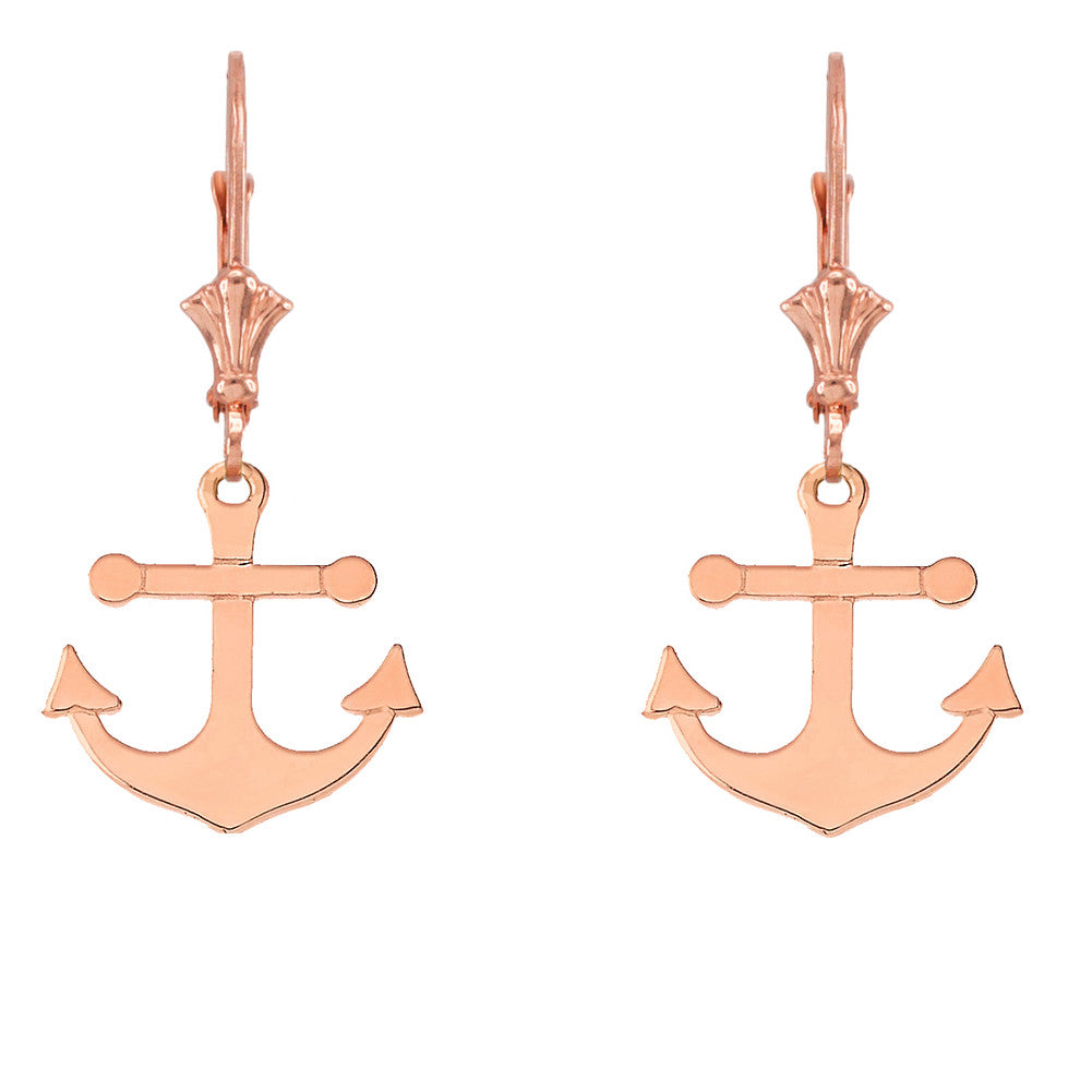 Dainty Sleek Anchor Earrings, view 3