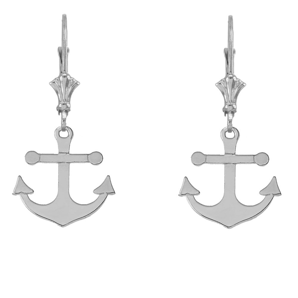 Dainty Sleek Anchor Earrings, view 4