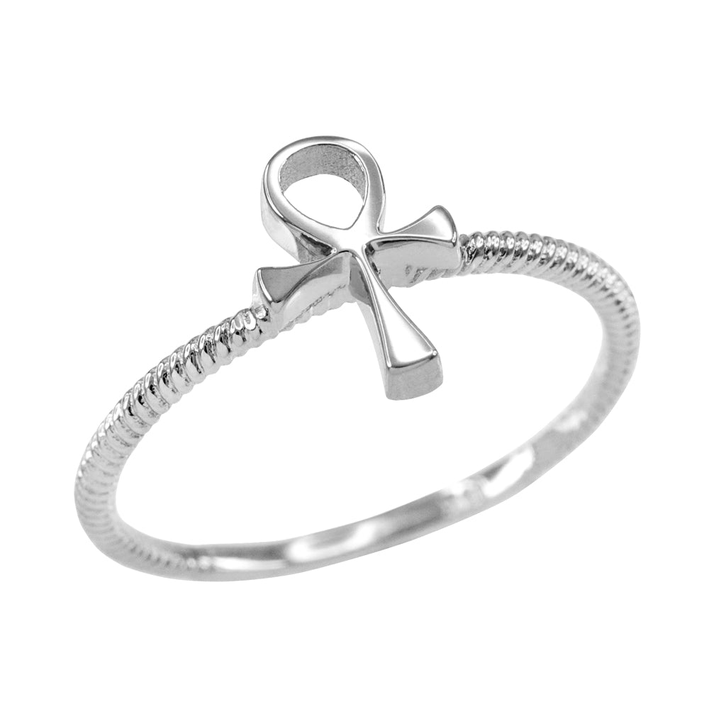 Dainty Sterling Silver Egyptian Ankh Cross Ring