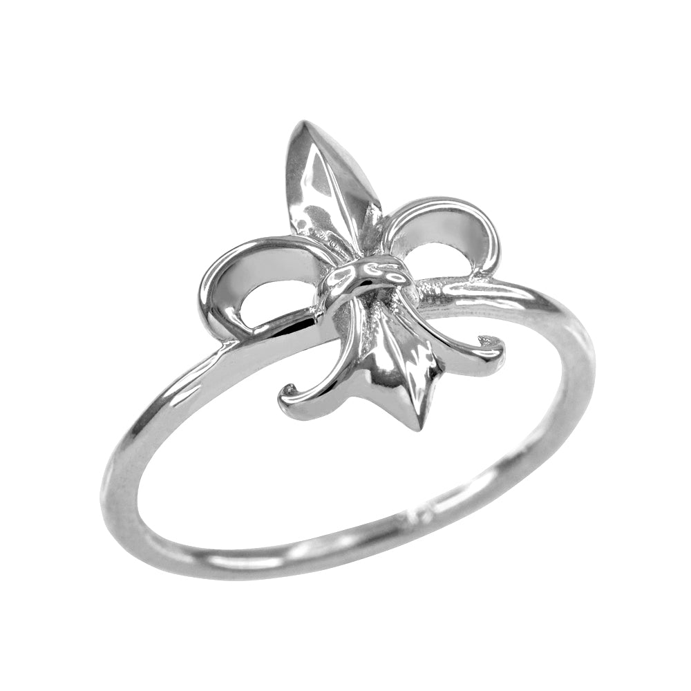 Dainty Sterling Silver Fleur-de-Lis Ring