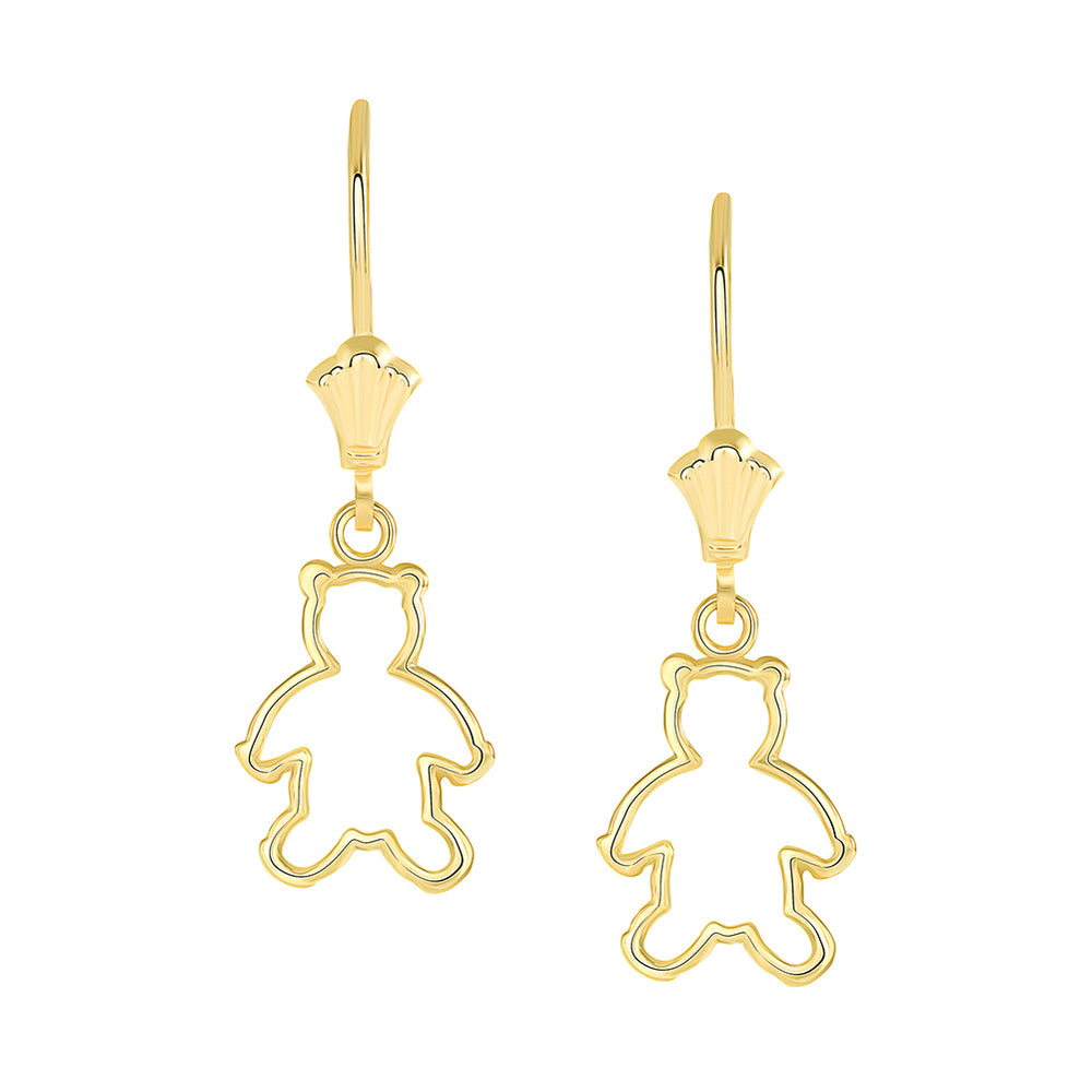 Dainty Teddy Bear Leverback Earrings