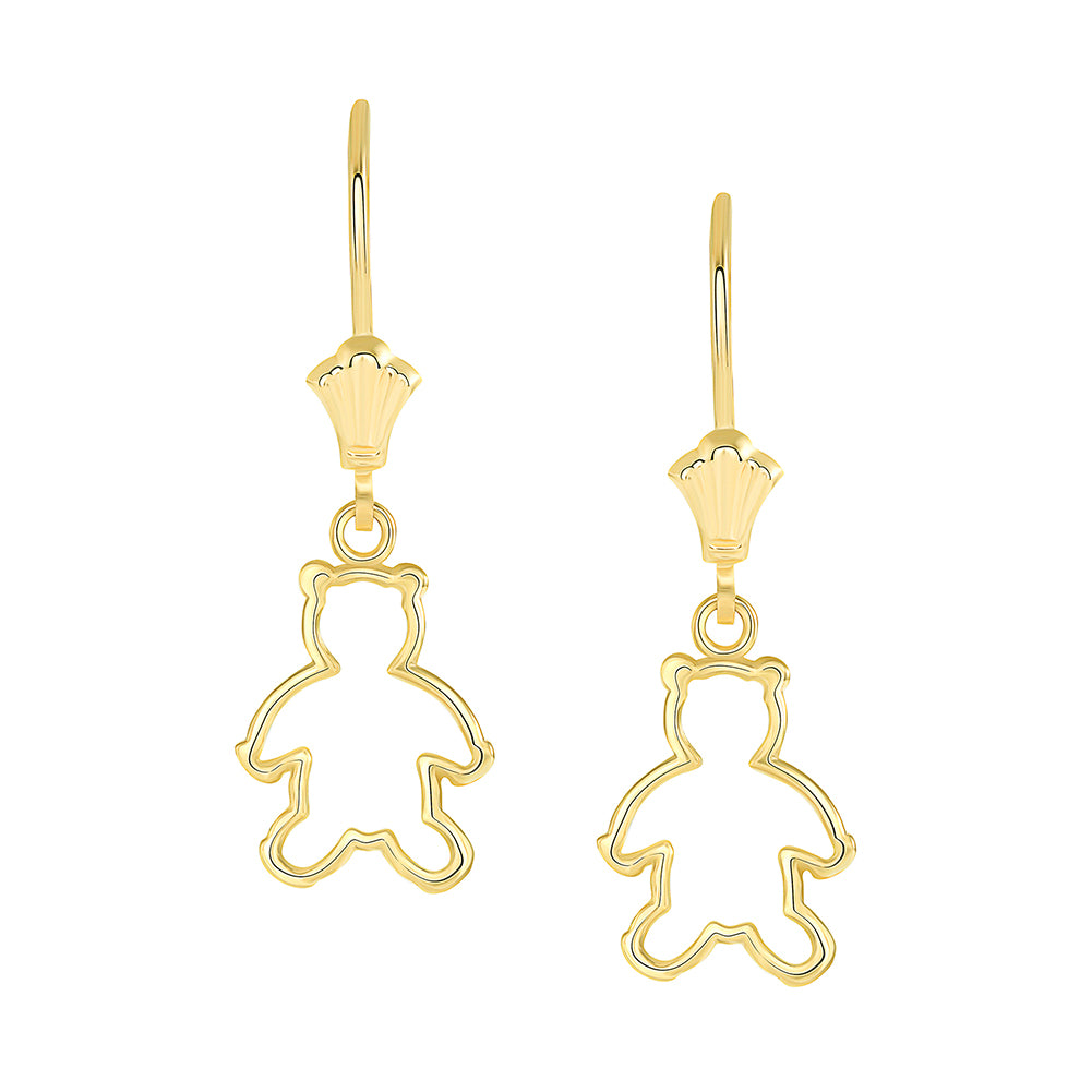 Dainty Teddy Bear Leverback Earrings