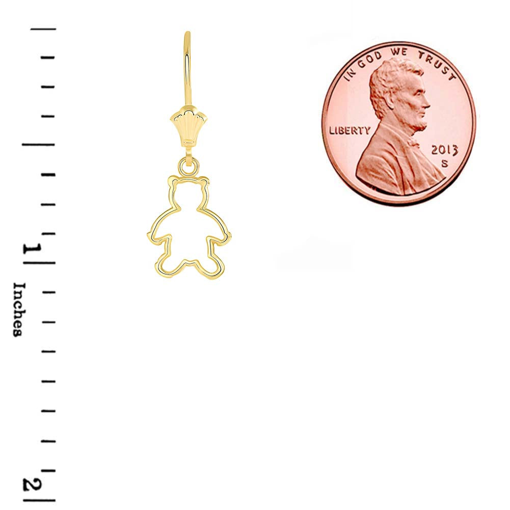 Dainty Teddy Bear Leverback Earrings, view 2