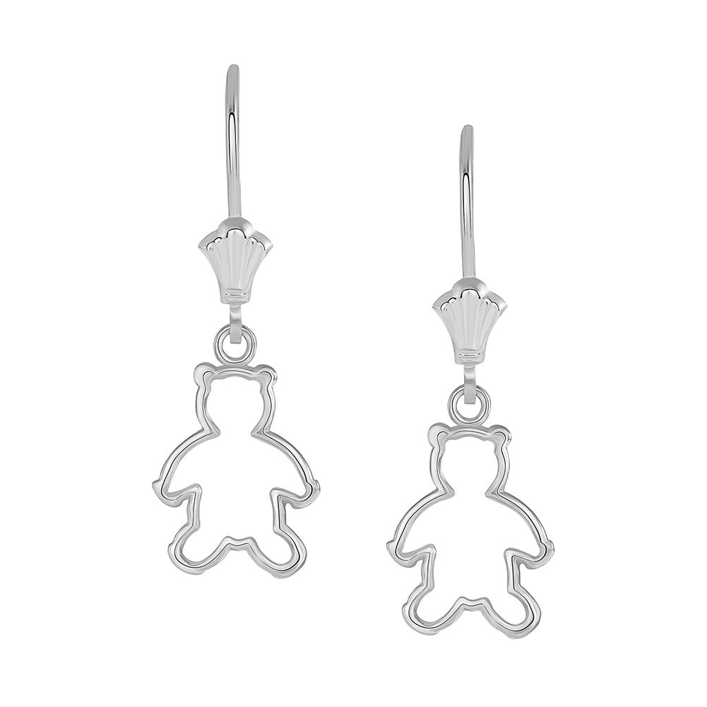 Dainty Teddy Bear Leverback Earrings, view 4